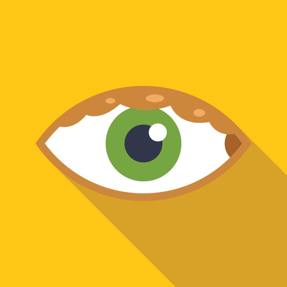 Green eye with conjunctivitis on yellow background vector