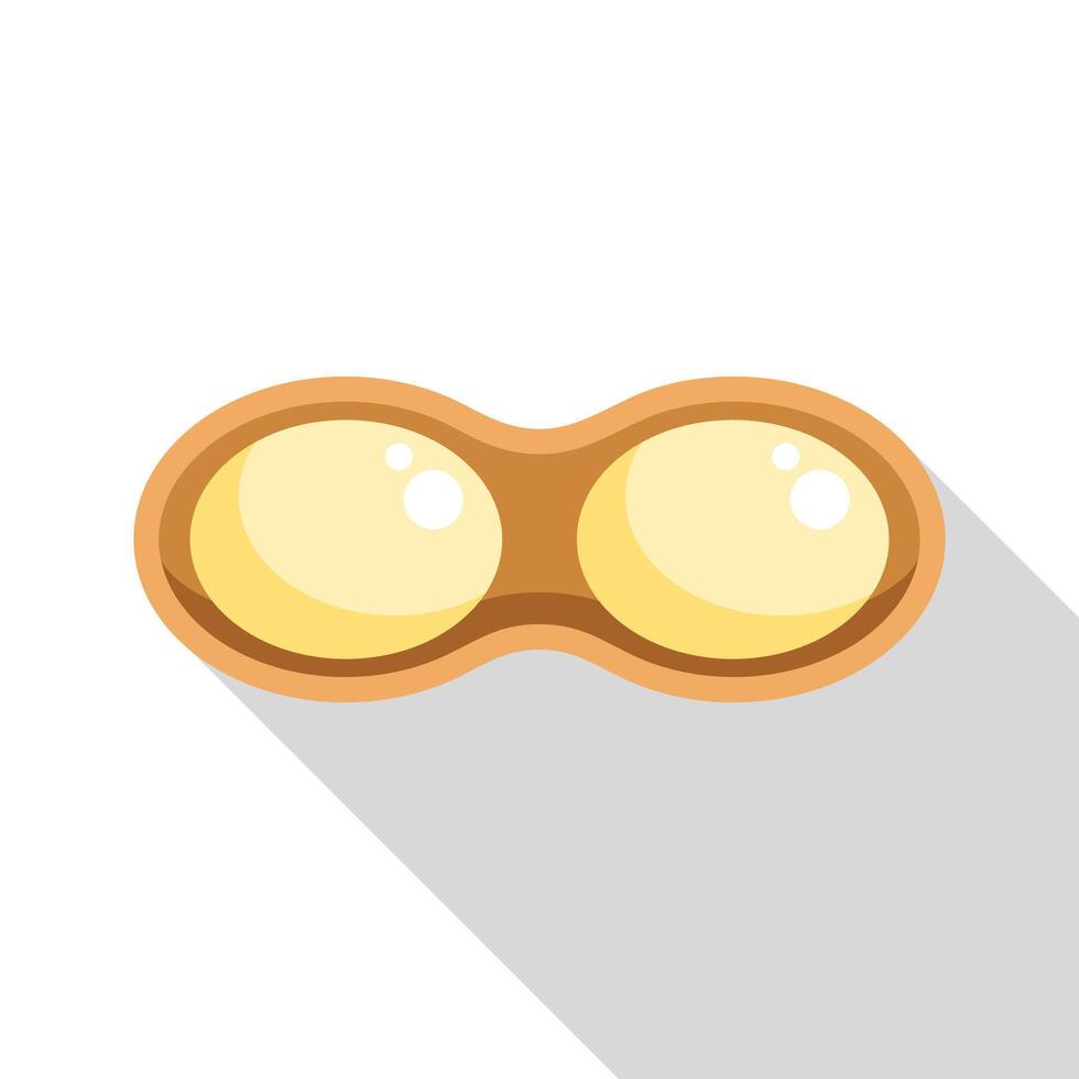 Groundnut icon showing two seeds inside shell with long shadow vector