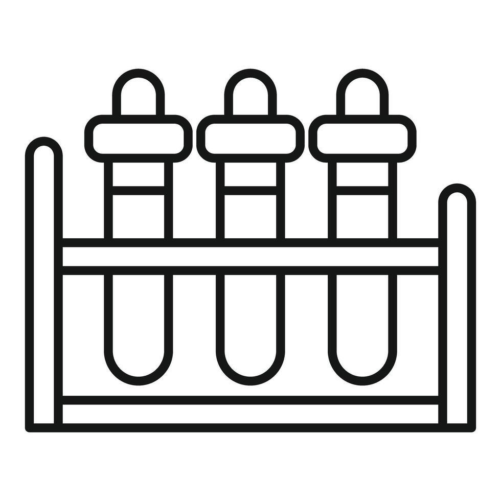 Three test tubes standing in a lab stand for scientific experiment vector