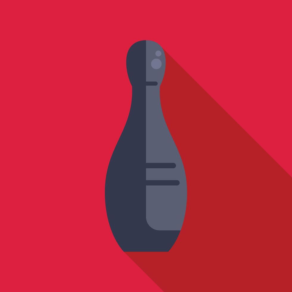 Bowling pin casting long shadow on red background vector