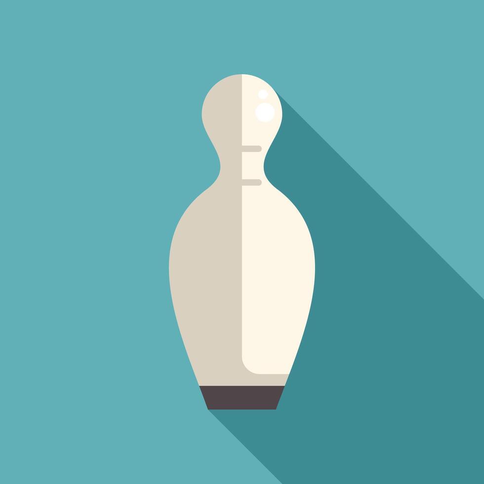 White bowling pin casting a long shadow on blue background vector