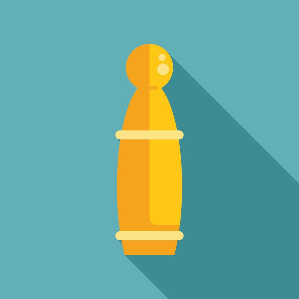 Golden skittle standing in front of blue background vector