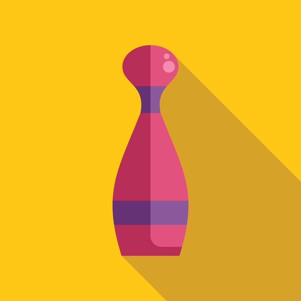 Pink bowling pin casting long shadow on yellow background vector