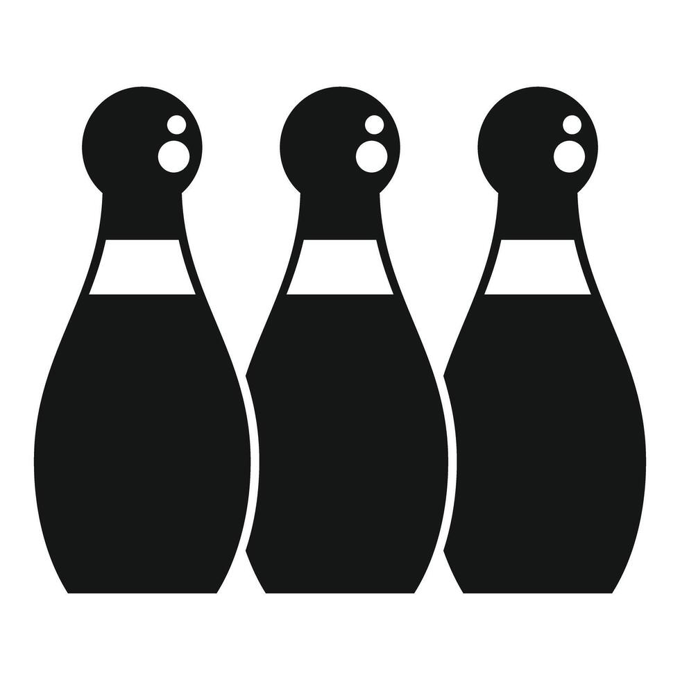 Three bowling pins standing upright in a row vector