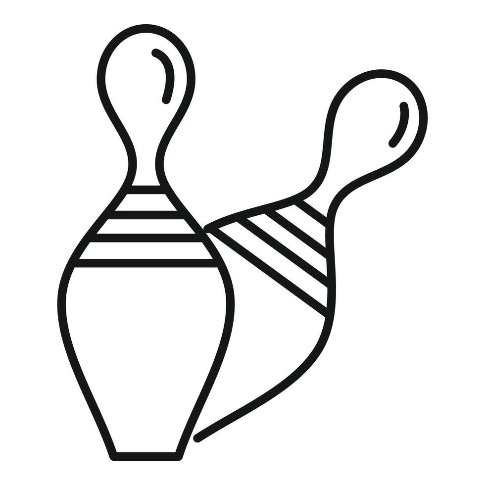 Two bowling pins standing tall outline icon representing bowling game vector