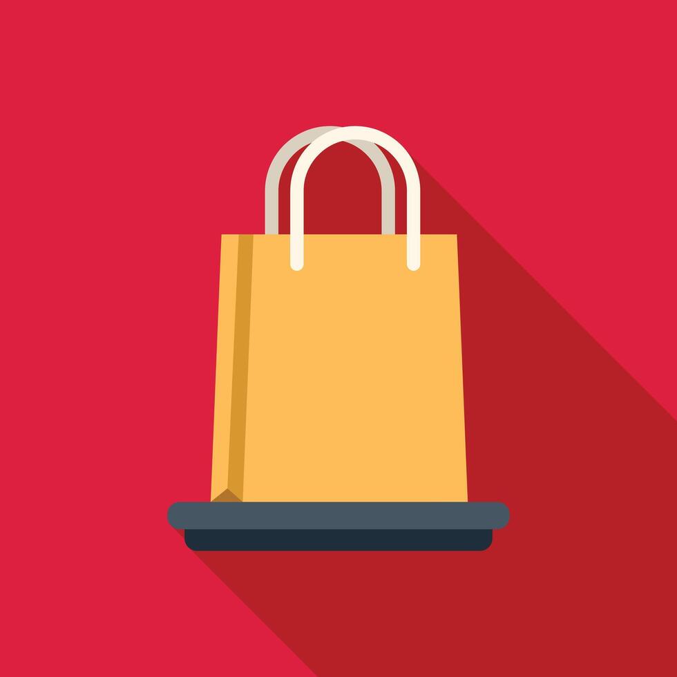 Shopping bag standing on a shelf with red background vector