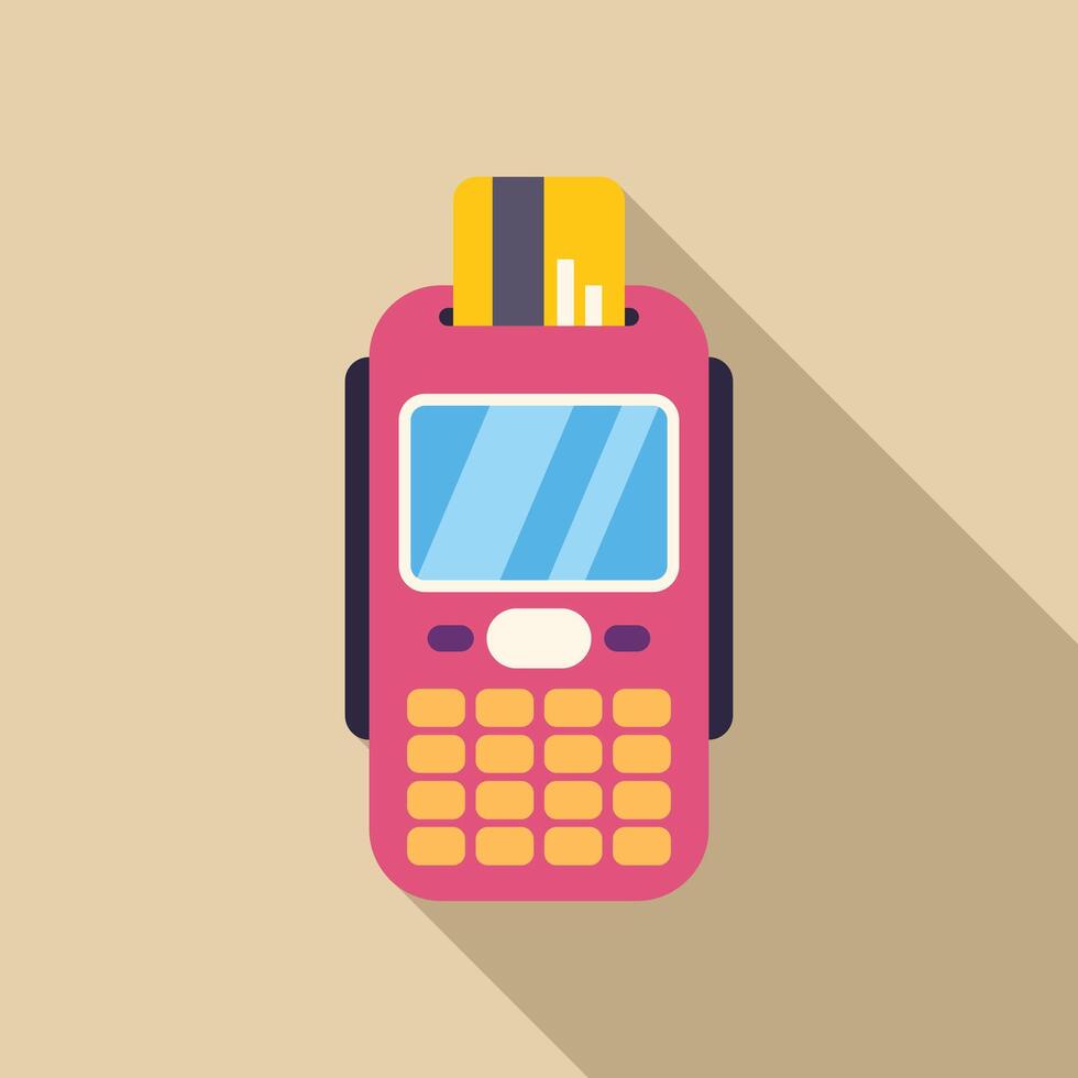 Payment terminal processing credit card transaction icon vector