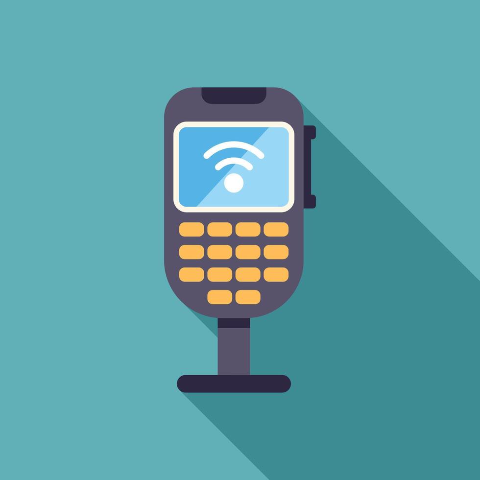 Contactless payment terminal showing wifi symbol is accepting mobile payments vector