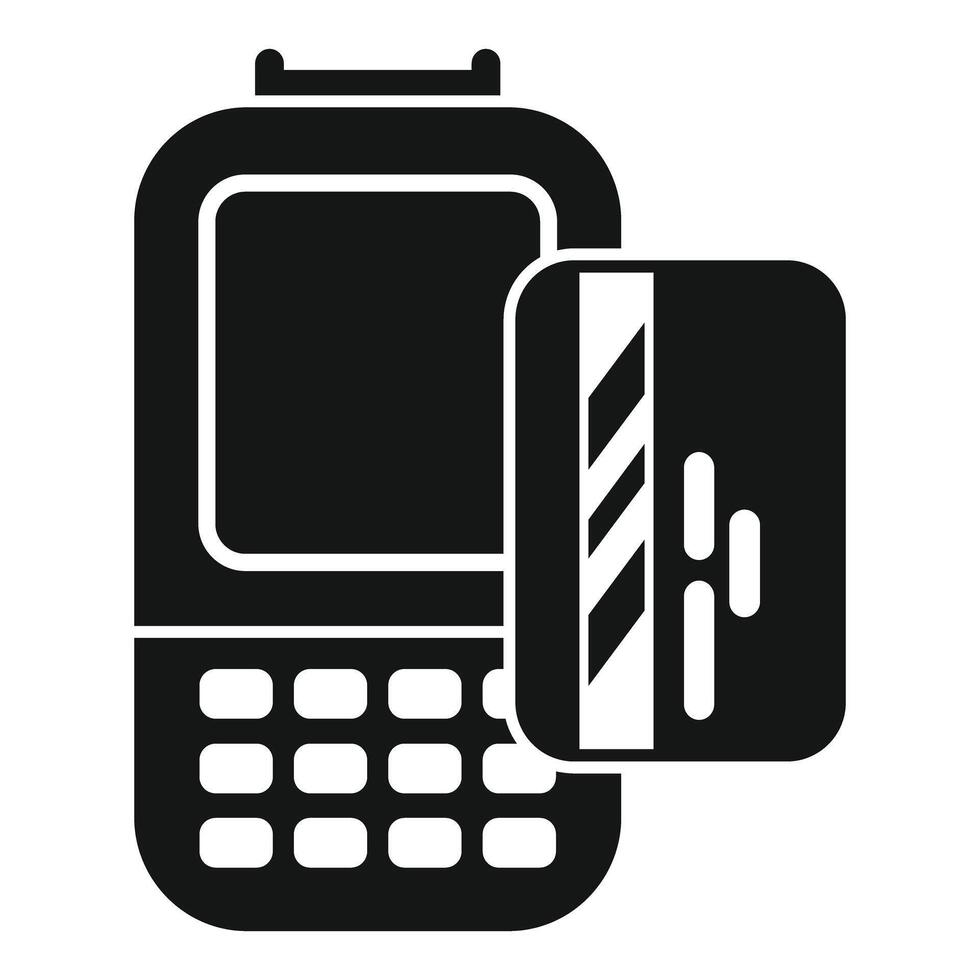 Payment terminal processing credit card transaction icon vector