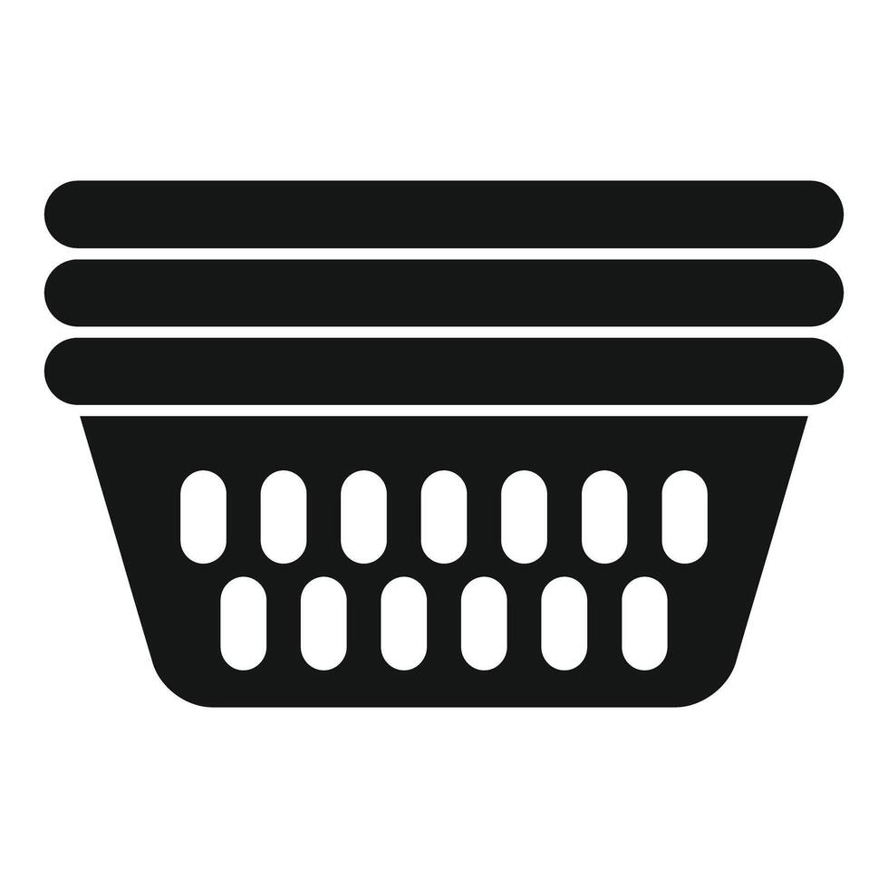 Plastic laundry basket full of clothes icon vector