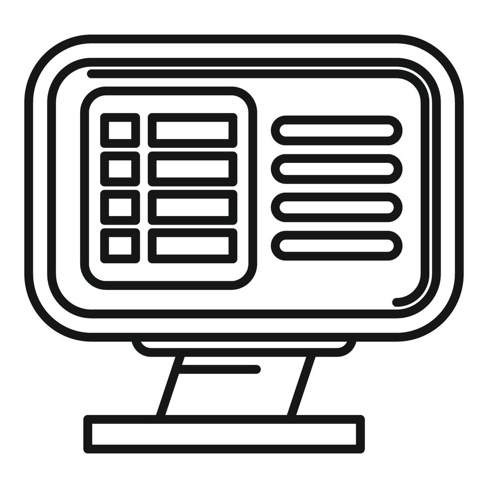 Computer monitor display showing spreadsheet data vector