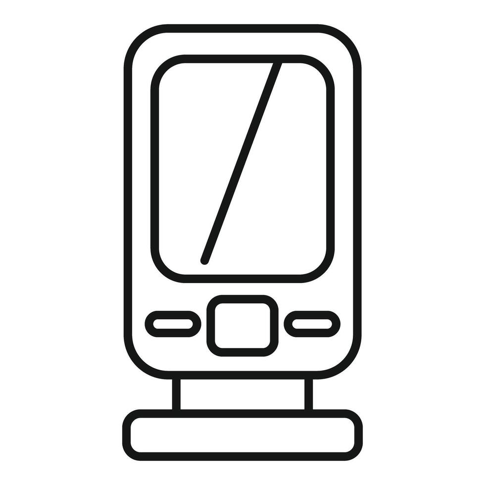 Mobile phone standing on charging dock icon outline style vector