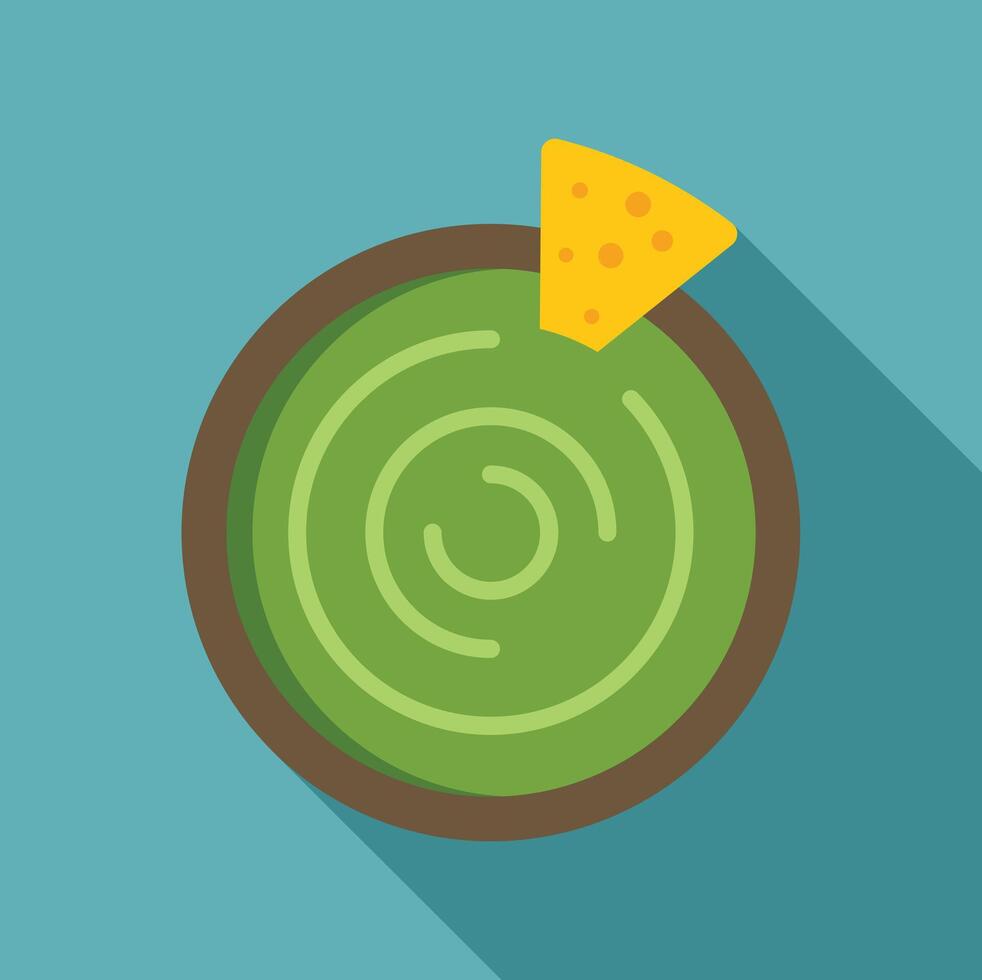 Bowl of guacamole with nachos on blue background vector