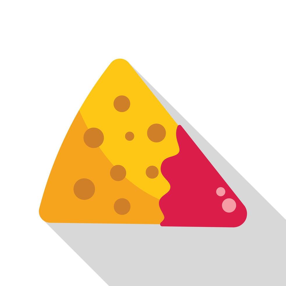 Single tortilla chip is shown with salsa or hot sauce on it vector