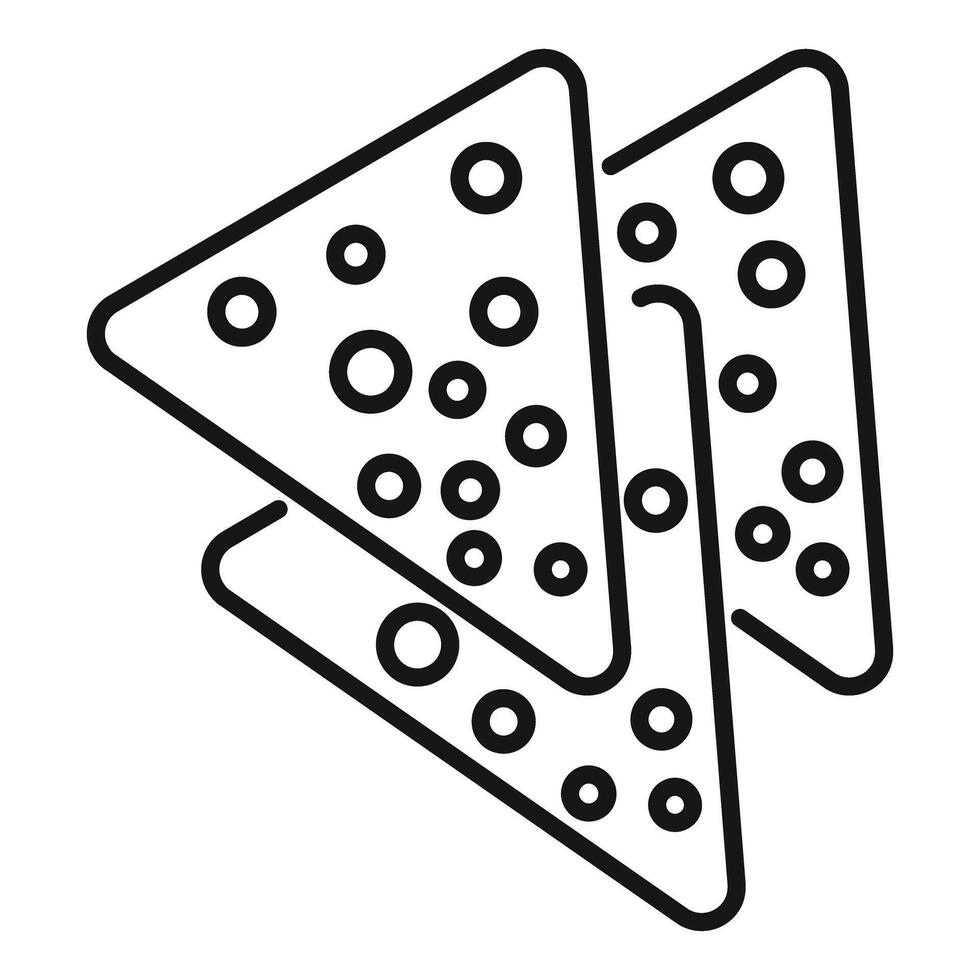 Two triangular nachos chips overlapping presenting mexican food culture vector