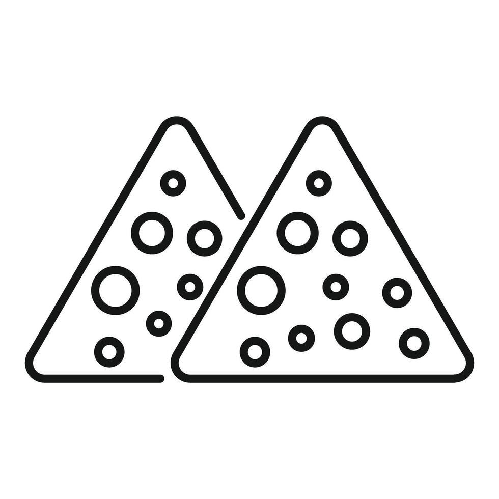 Two slices of cheese being pictured with a simple line drawing vector