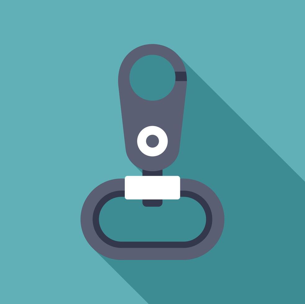 Carabiner icon with long shadow showing climbing gear vector