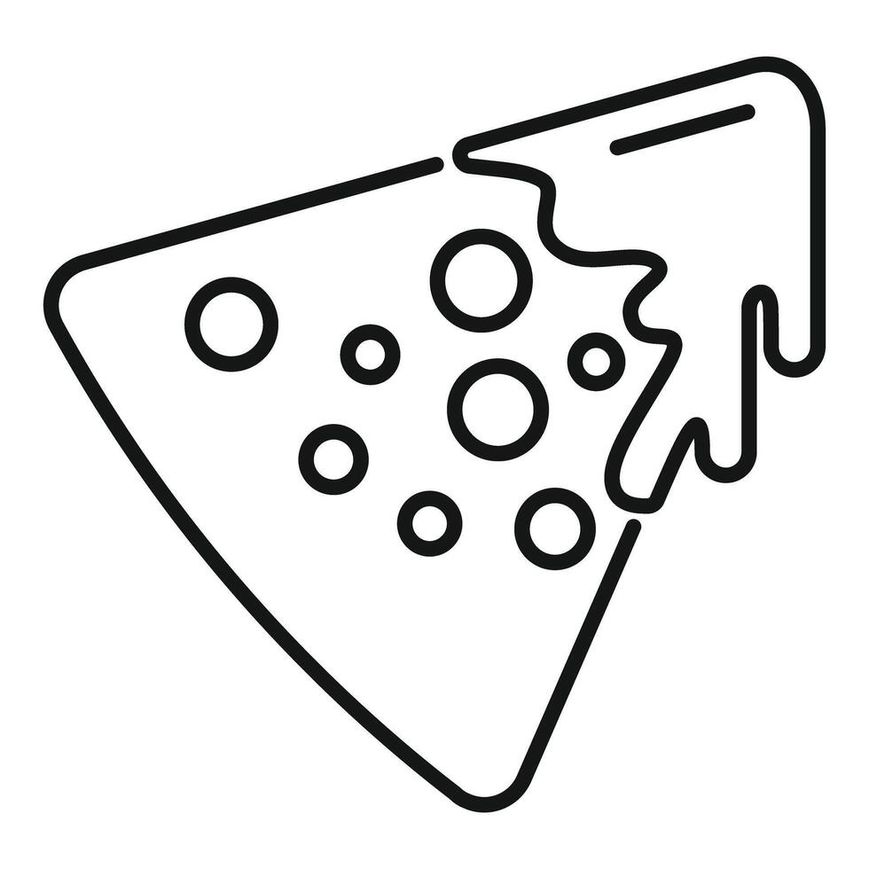 Delicious slice of pizza with melted cheese dripping line icon vector