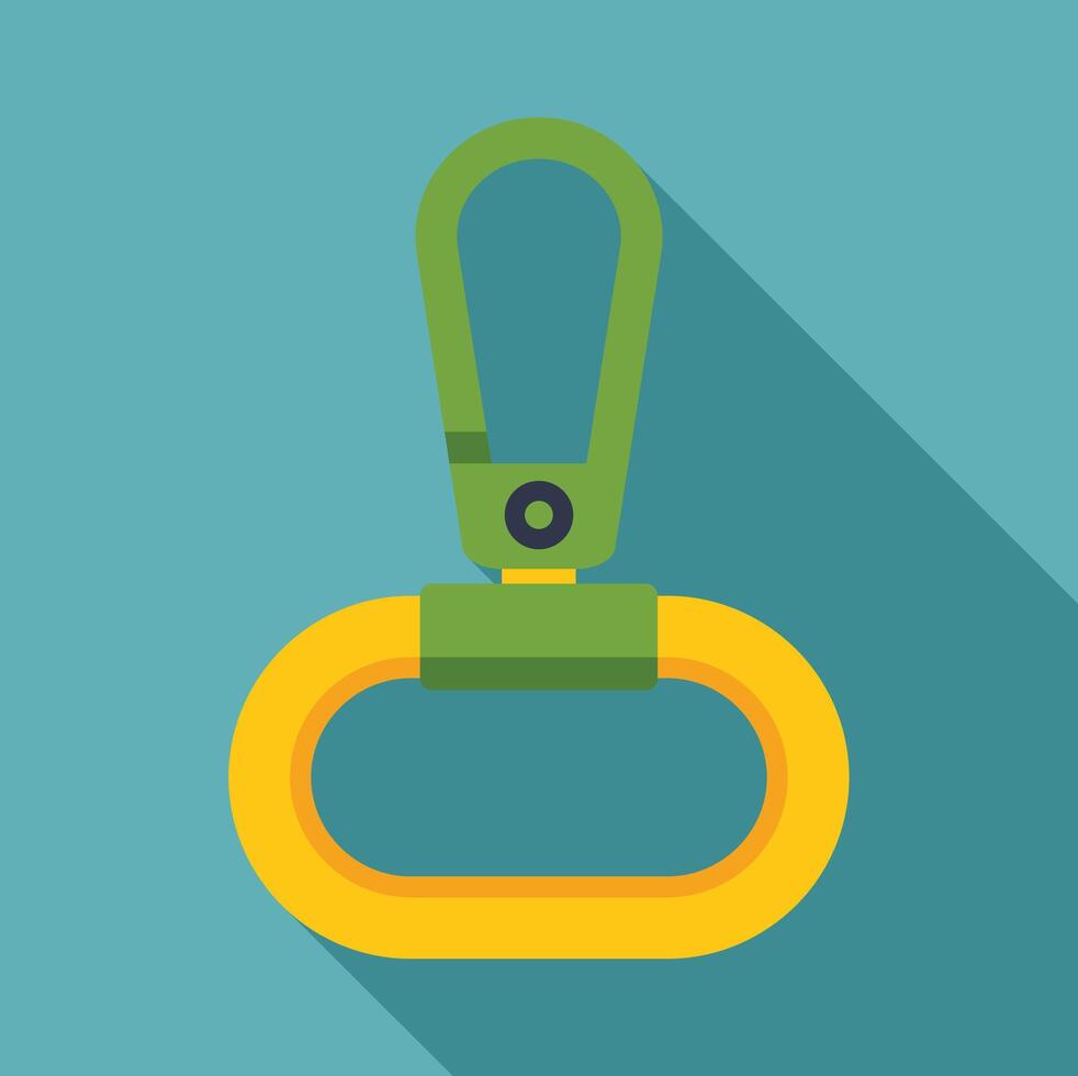 Green carabiner with yellow handle for safe carrying is hanging vector