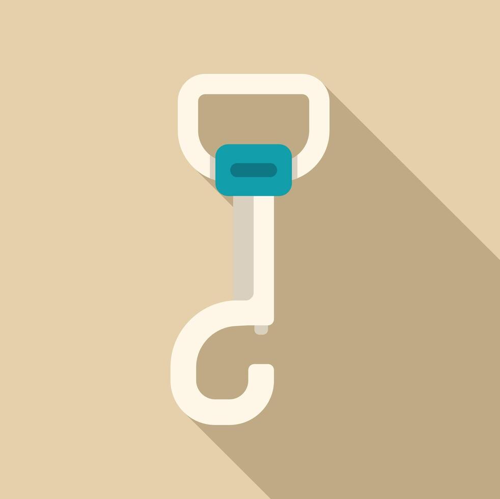 Climbing quickdraw carabiner with long shadow is isolated on beige background vector