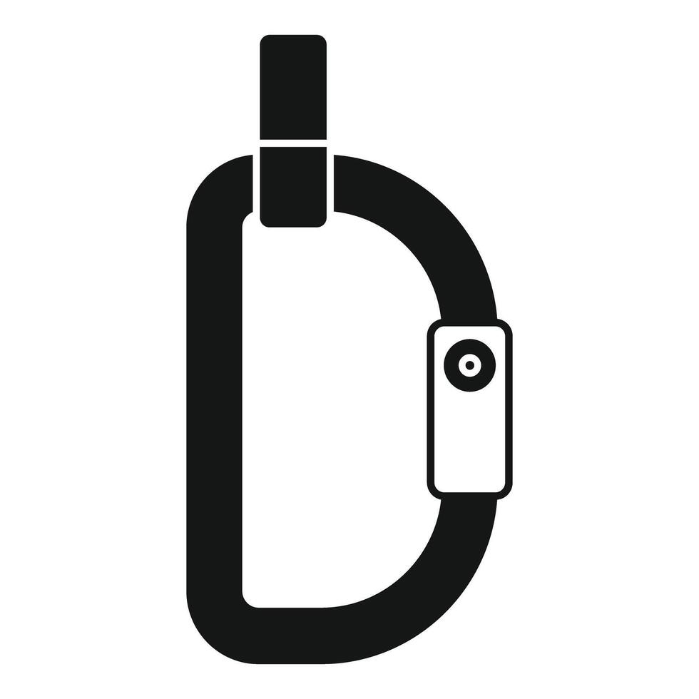 Climbing carabiner with screw lock icon simple style vector