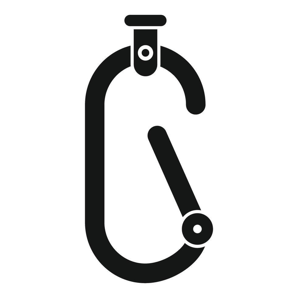 Climbing carabiner icon showing mountaineering gear for safety vector
