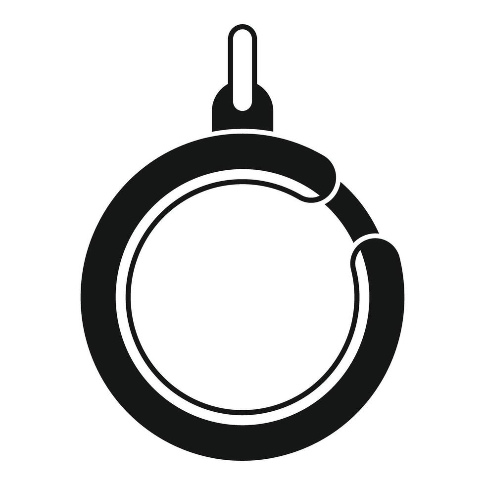 Black round carabiner for keychain showing locking mechanism vector
