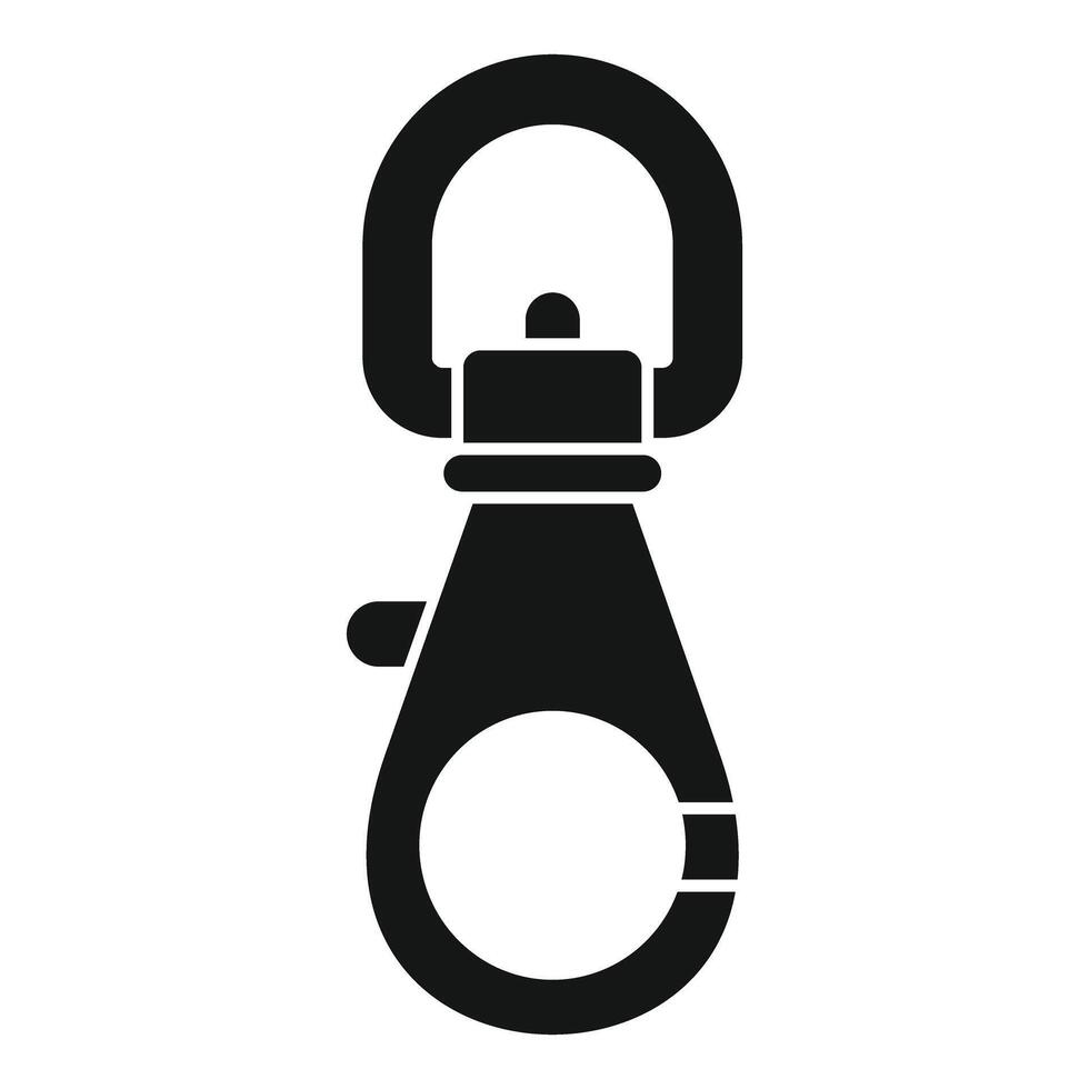 Black metal carabiner showing locking gate open vector