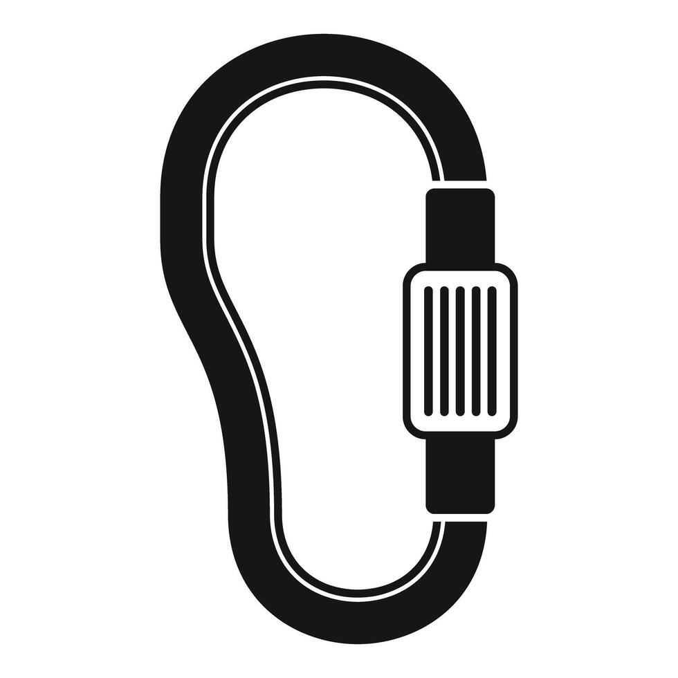 Climbing carabiner icon showing hiking and mountaineering vector