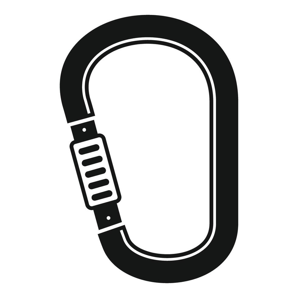 Climbing carabiner locking gate secured for safety during mountaineering vector