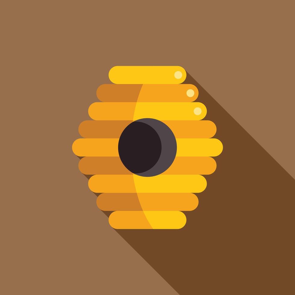 Yellow beehive structure showing honeycomb with entrance hole for bees vector
