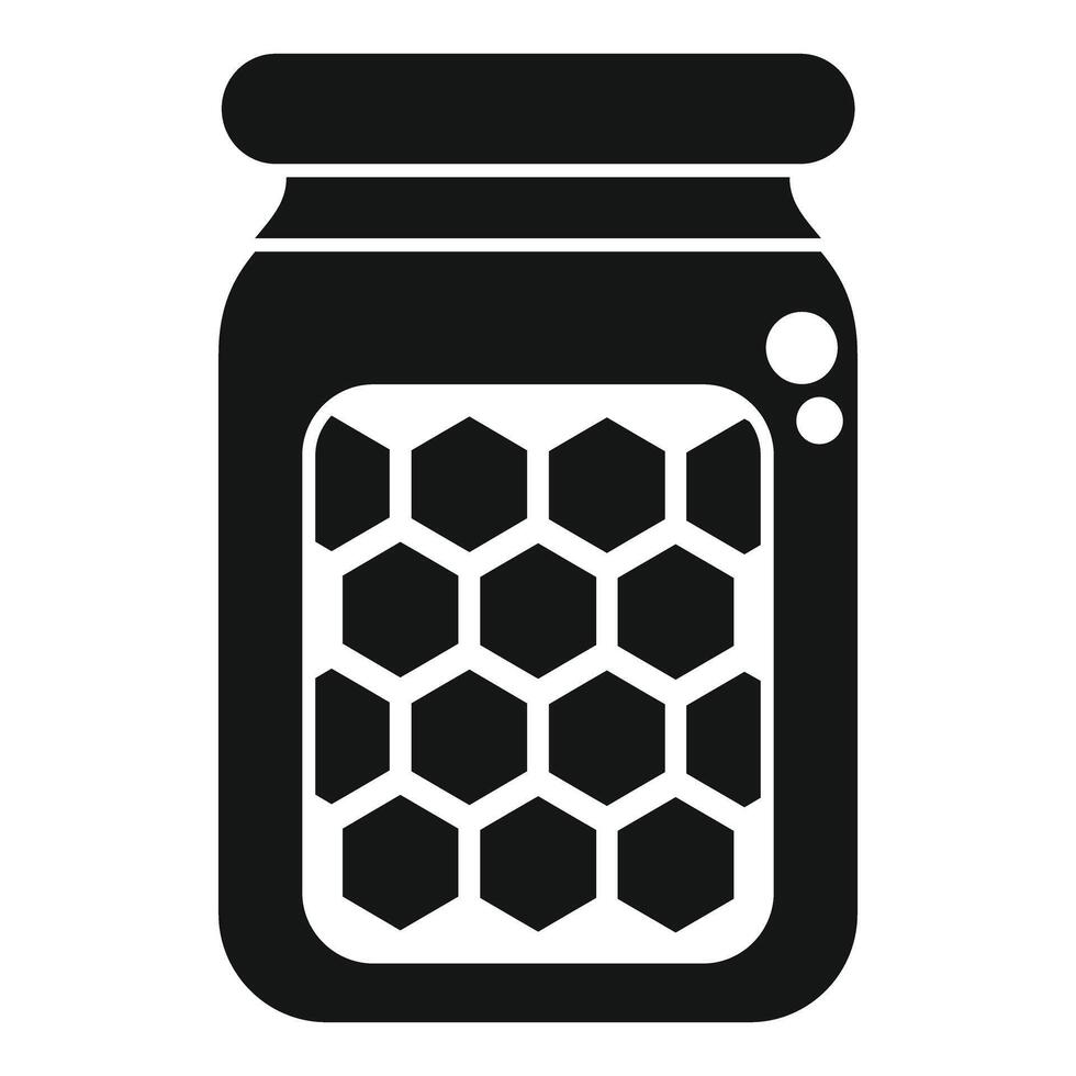 Honey jar filled with honeycomb pattern showing healthy food product vector