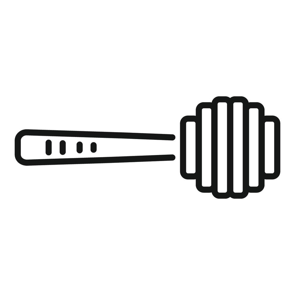 Simple linear icon of a honey spoon with dripping honey vector