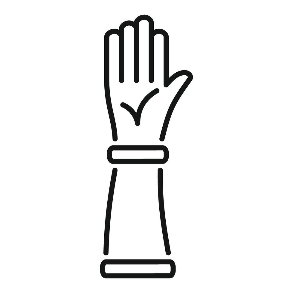 Hand showing check mark sign, voting concept line icon vector
