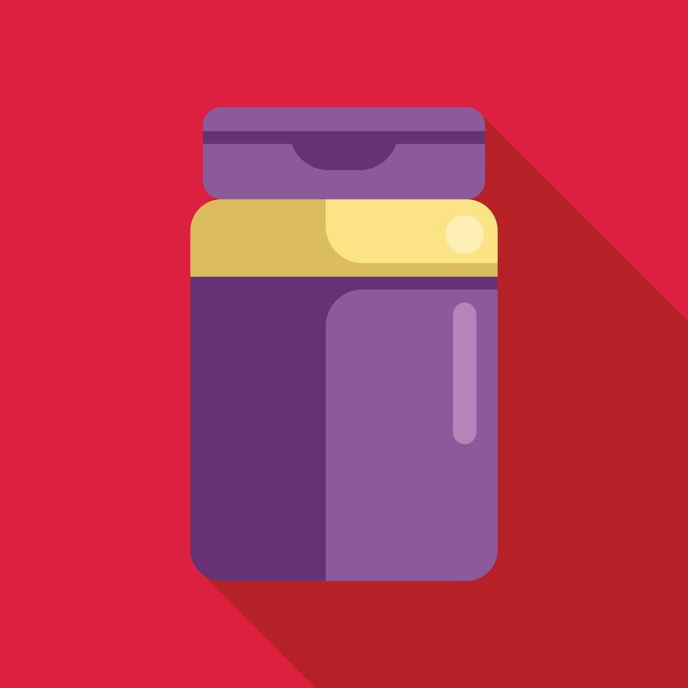 Purple plastic jar with yellow lid closed storing food vector