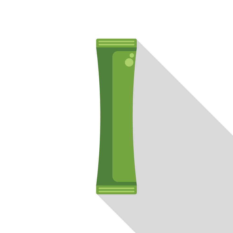 Green single use packaging stick for sugar or coffee vector
