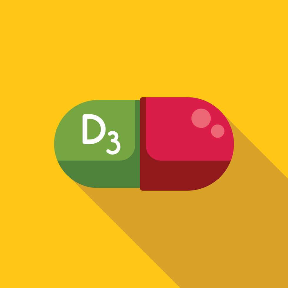 Vitamin d3 capsule supplement promoting bone and immune system health vector