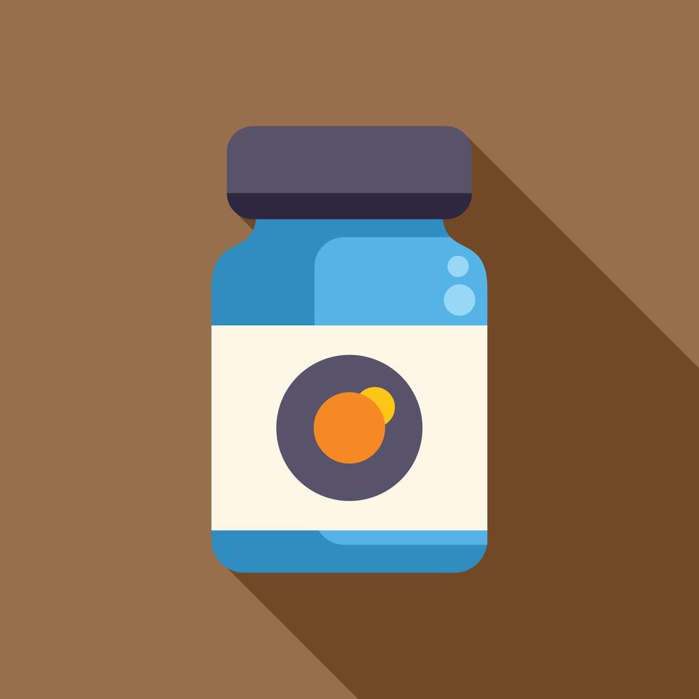 Blue medicine bottle with blank label for branding and mockup vector