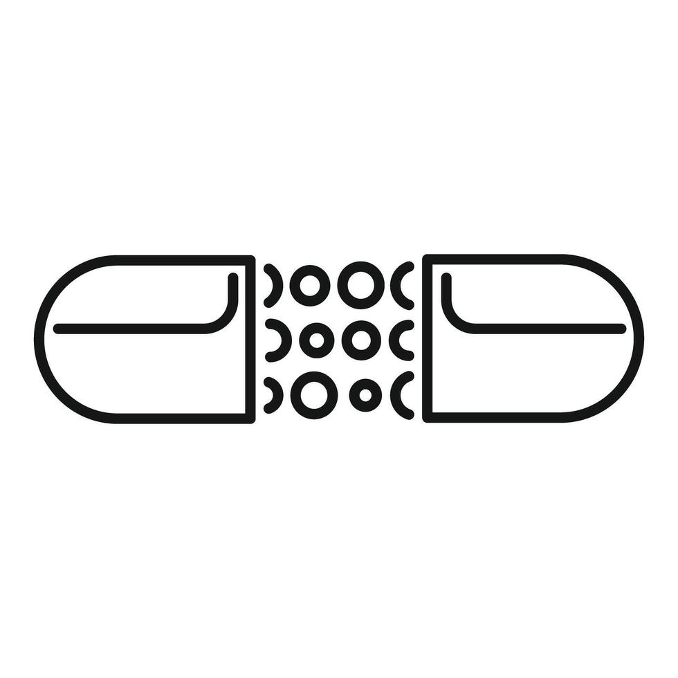 Open capsule releasing medicine in form of balls icon vector