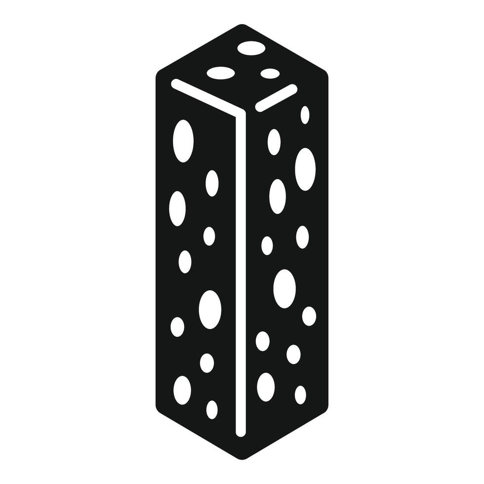 Simple vector icon of a rectangle cheese block with big and small holes