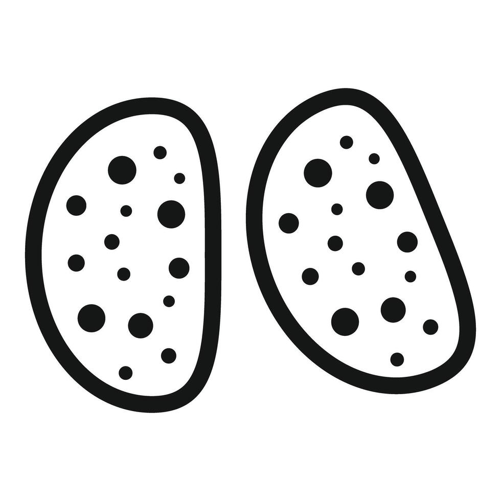 Simple vector line drawing showing two potatoes with spots