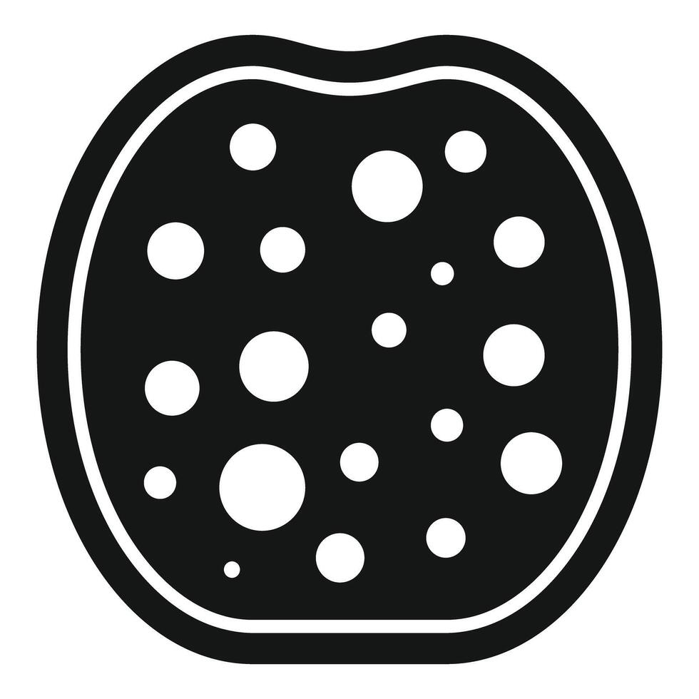 Simple vector icon of a round slice of salami with fat