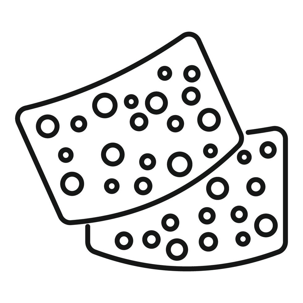 Line icon style illustration of two slices of swiss cheese overlapping vector