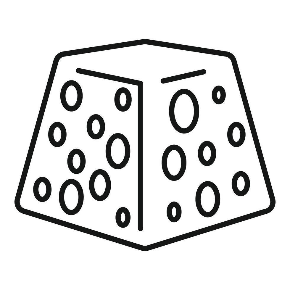 Square piece of cheese with holes line icon, dairy product concept vector