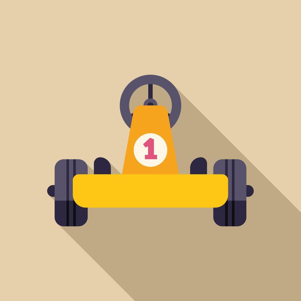 Yellow racing go kart with number one waiting at starting line vector