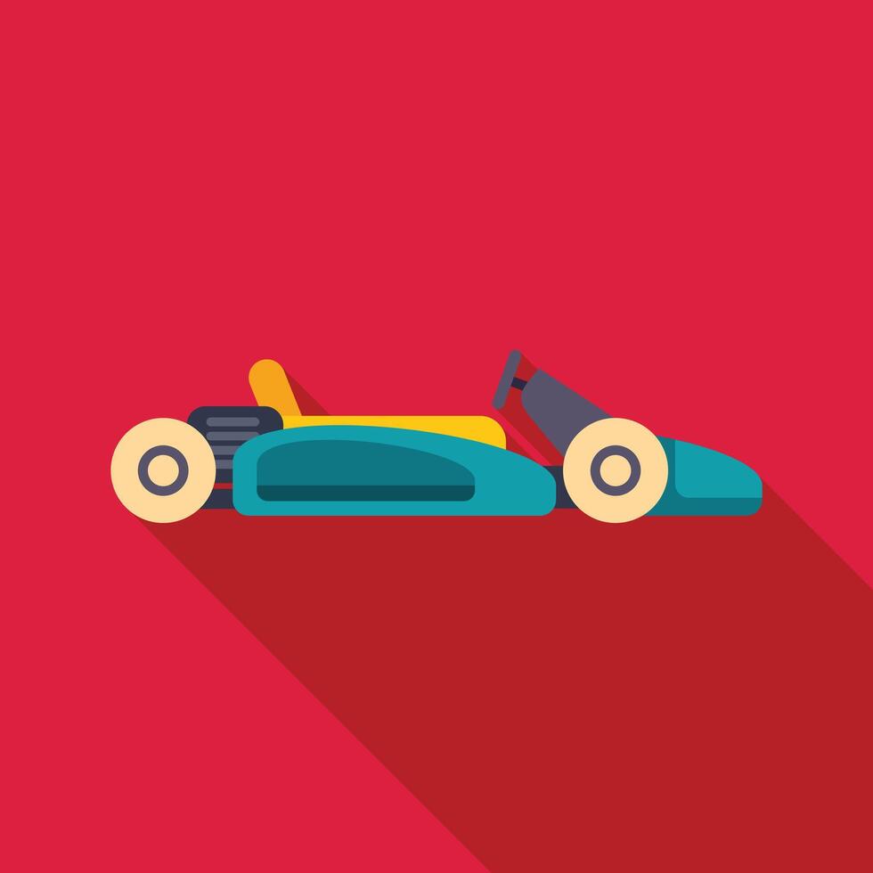 Green go kart racing on a red background vector