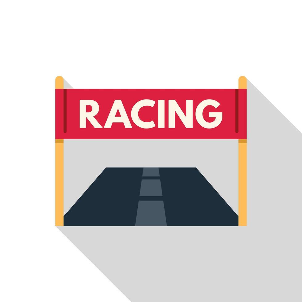 Racing banner marking finish line of asphalt road vector