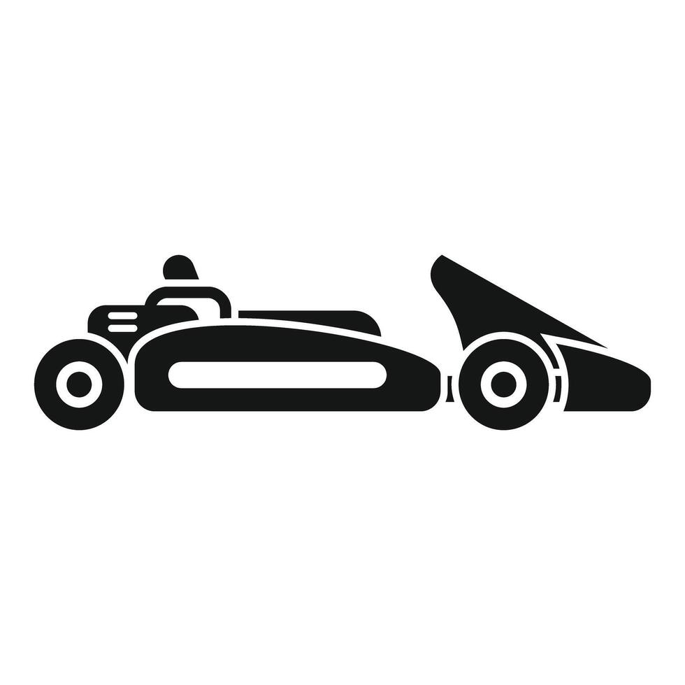 Professional karting racer driving sport car silhouette icon vector
