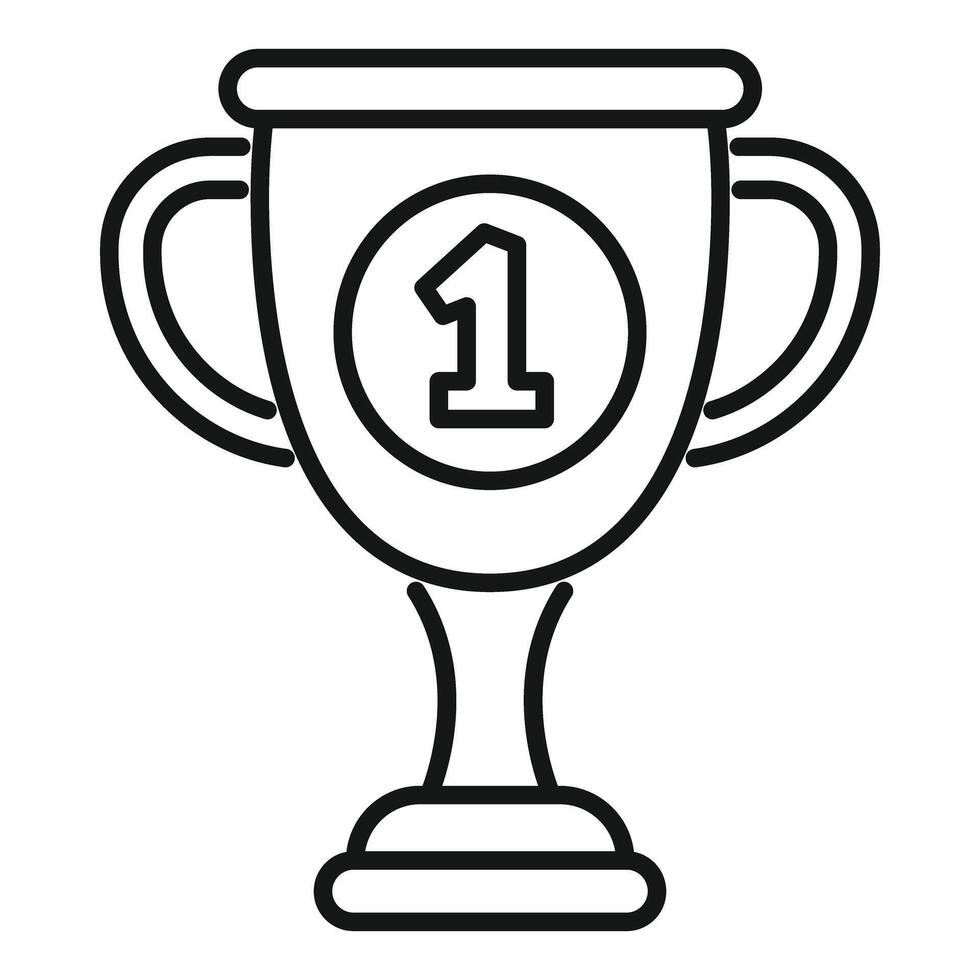 Line icon style first place trophy depicting winning vector