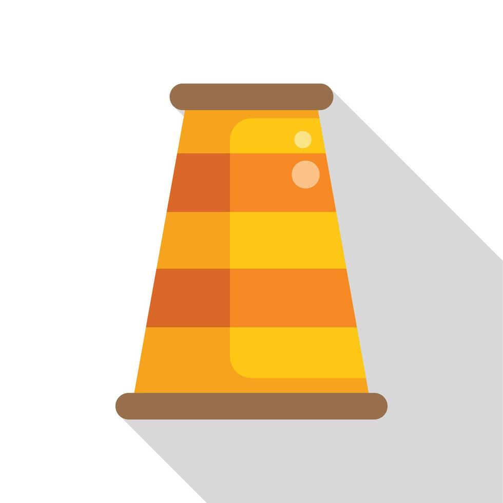 Yellow traffic cone standing with long shadow vector